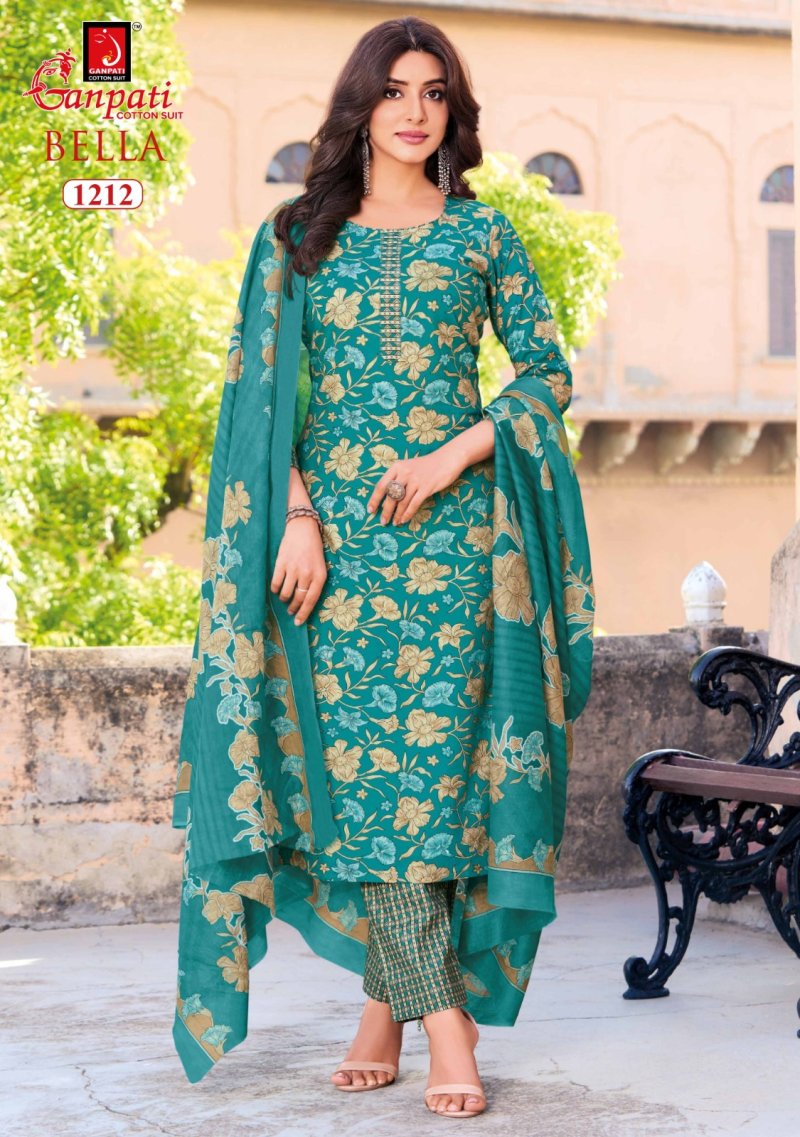 Bella Pant Vol 12 By Ganpati Printed Cotton Dress Material 